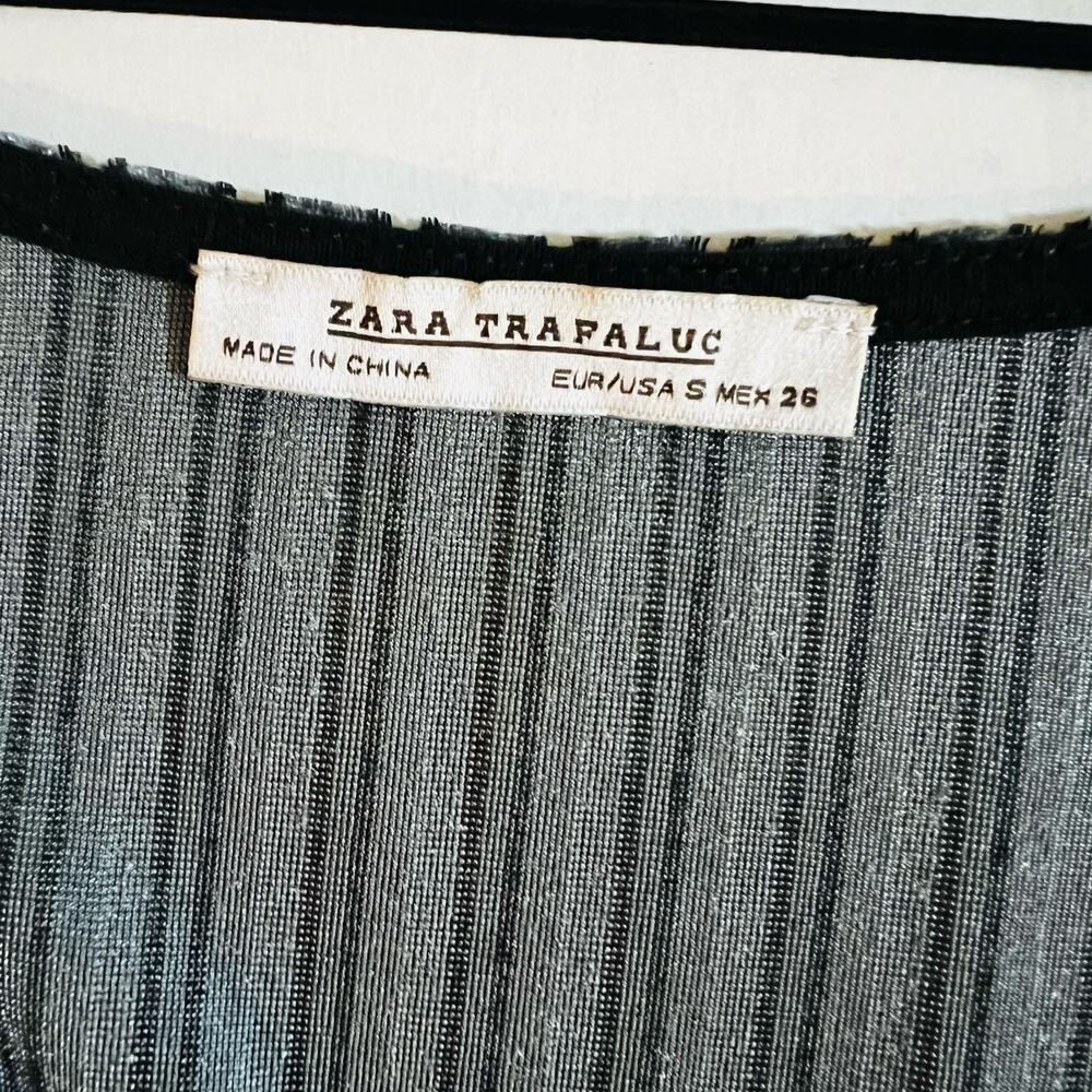 Zara Velvet Ribbed Wide Leg Jumpsuit Size S Small Slate Gray - Picture 4 of 7